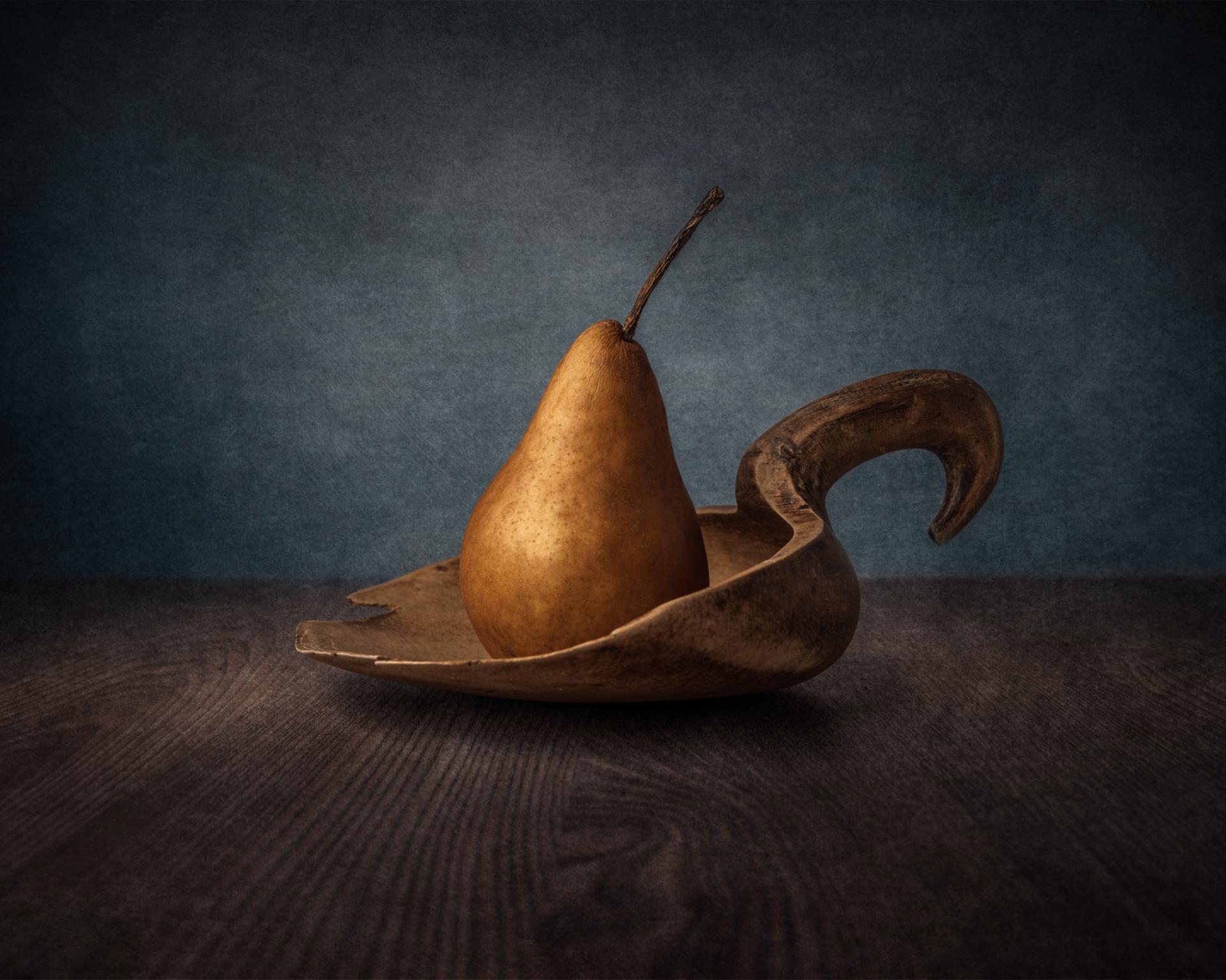 New York Photography Awards Winner - Golden Pear in Antique Wooden Ladle